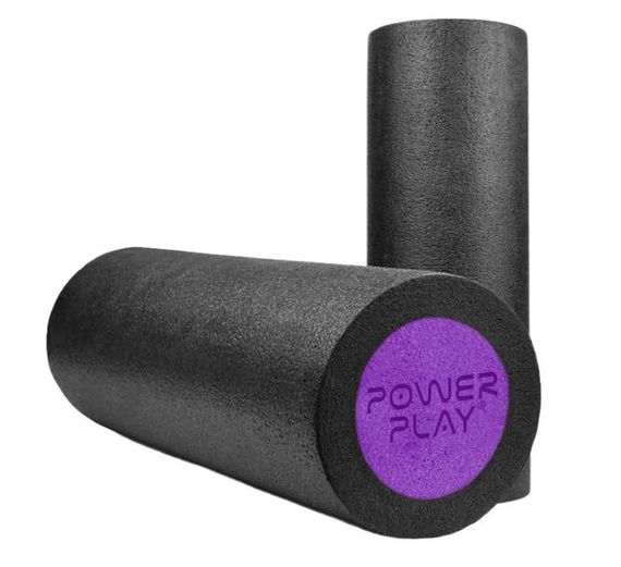 Масажний ролик (роллер) гладкий PowerPlay 4021 Fitness Roller Чорно-фіолетовий 30x15 см (PP_4021_BL/Purple_(30*15)) | Зображення 1