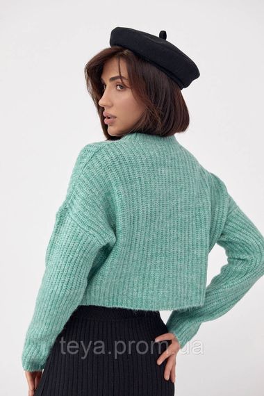 В'язаний укорочений джемпер oversize колір м'ятний FL_000858 | Зображення 1