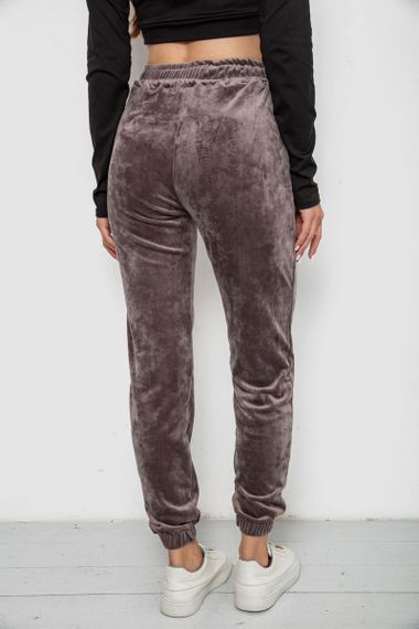 Штаны женские велюровые, цвет коричневый, 238R57862 | Зображення 3