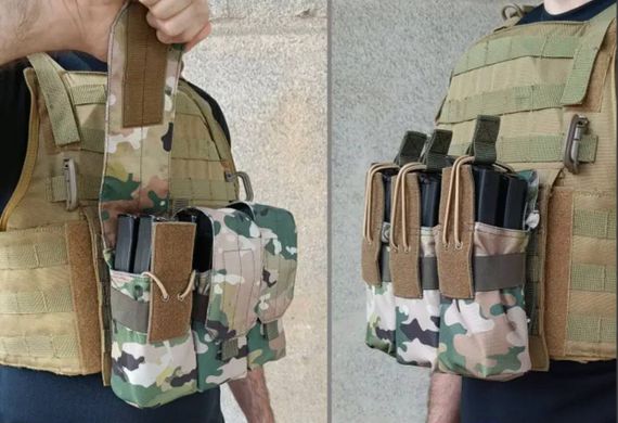 Підсумок під 6 магазинів АК/РПК потрійний Мультикам (MOLLE, підсумок на розгрузку, жилет, РПС) | Зображення 4