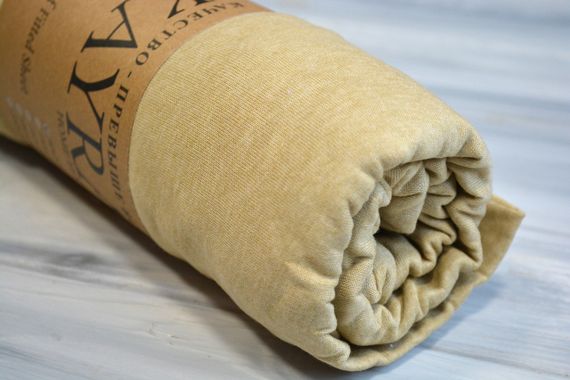 Простирадло 180х200+25см трикотаж на резинці бежеве | Зображення 1