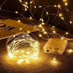 Новогодние гирлянды. Медная проволочная лампа 100LED 10м,  Теплый