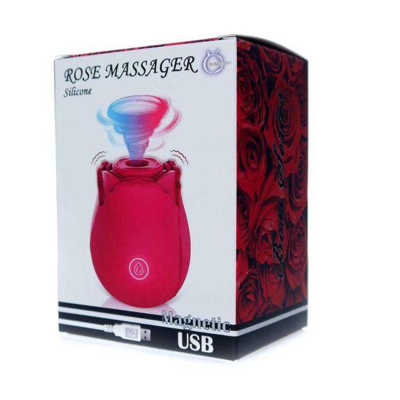 Вакуумный стимулятор клитора с вибрацией в виде цветка Rose, розовый sexstyle | Зображення 1