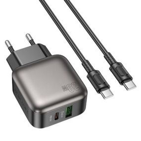 СЗУ Borofone BAS54A Absolute PD20W+QC3.0 (1USB-A/1C) + кабель Type-C to Type-C Black