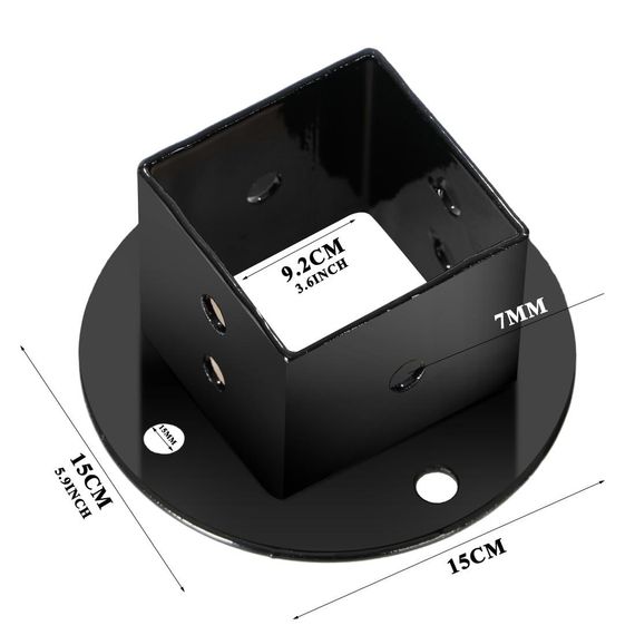 Опорный кронштейн для квадратных деревянных столбов, опора столба втулка на землю винтовая 92 x 92 мм 1 шт | Зображення 1