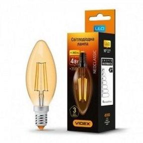 Лампа C37 4W E14 2200К 220V Filament A LED Videx