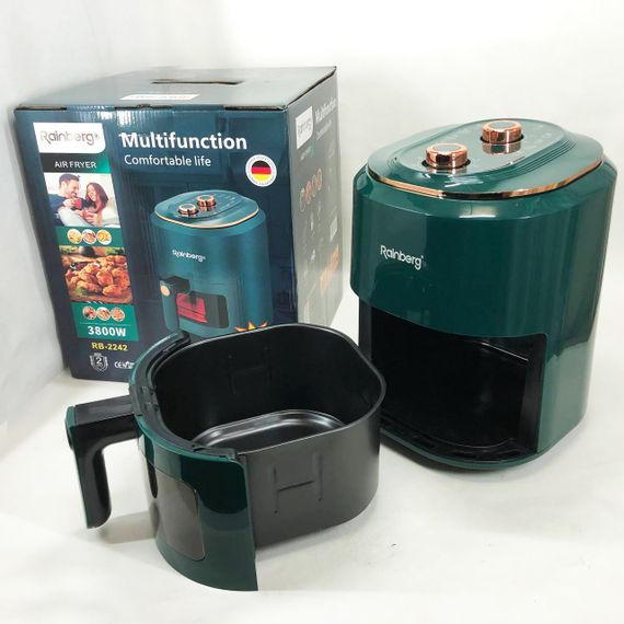 Фритюрница бытовая без масла Rainberg RB-2242 на 6 л 3800 Вт, Аэрофритюрница электрическая для дома BI-43 | Зображення 4