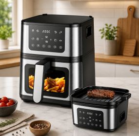 Аерогриль Domotec 2в1 MS-3225 7л / Багатофункціональна аерофрітюрниця + гриль 3800 Вт
