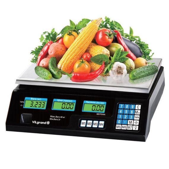 Весы торговые ViLgrand VES-6V-40 40 кг с калькулятором XL-251 и аккумулятором | Зображення 1