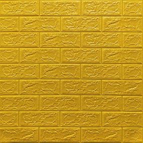 Декоративна 3D панель самоклейка під цеглу Золотий 700х770х3мм (011-3) SW-00000676