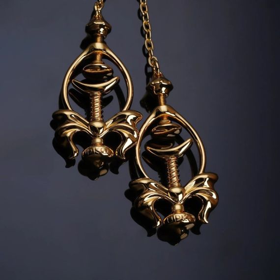 Затискачі для сосків UPKO Pulling Chain Nipple Clamps з ланцюжком-намиста, золотисті sexstyle | Зображення 9