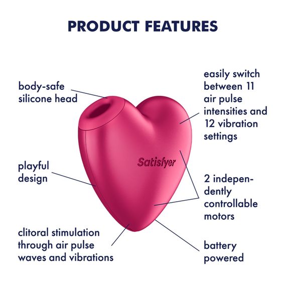 Вакуумний стимулятор-серце з вібрацією Satisfyer Cutie Heart Battery Series (м'яте паковання!!!) | Зображення 5