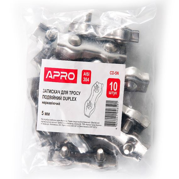 Затискач подвійний Duplex 3 мм неіржавкий A2 (пачка, красно 10 шт.) APRO CD-3N1 | Зображення 1