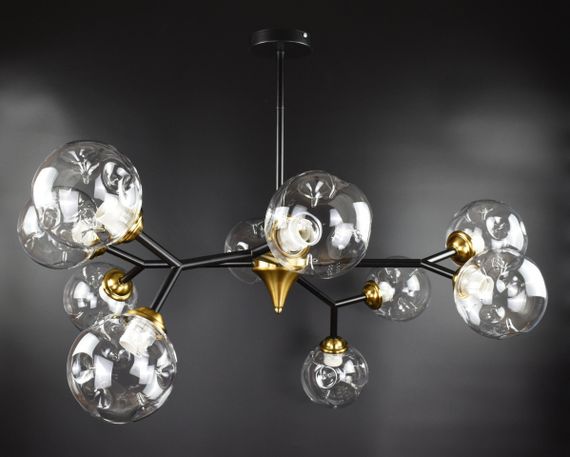 Люстра стельова на 10 лампочок 26559 Чорний 50-90х93х110 см. | Зображення 2