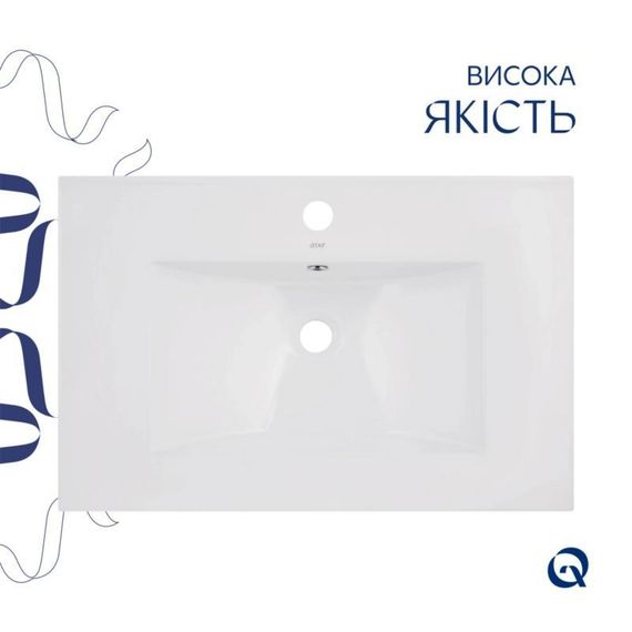 Комплект Albatross: Раковина врізна меблева 720x460x180 мм, White, прямокутна + Донний клапан Pop-up PU02O | Зображення 3