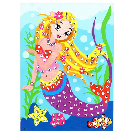 Детская мозаика по номерам "Русалочка" 13-126-4 разноцветные камушки