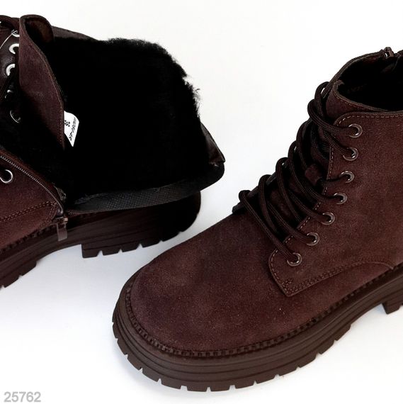 Повсякденні шоколадні зимові черевики берці натуральна замша доступна ціна | Зображення 5
