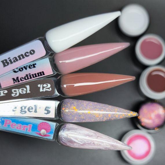 Микс гелей для наращивания ногтей №2 по 5мл (5шт)