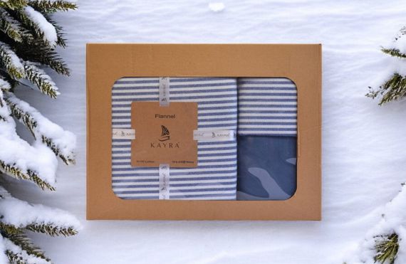 Комплект постільної білизни Kayra Flanel 200×220 см Serit Mavi | Зображення 3