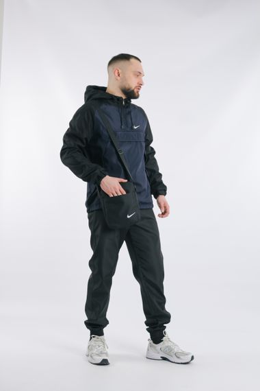 Комплект чоловічий Nike: анорак "House" чорно-синій + штани "President" чорні + барсетка чорна S (1629796869) | Зображення 1