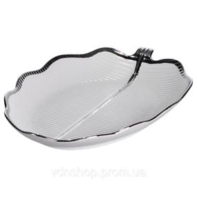 Фарфоровое блюдо для сервировки стола в форме листа 41×27×4 (см) блюдо для подачи закусок Серебро ML6045