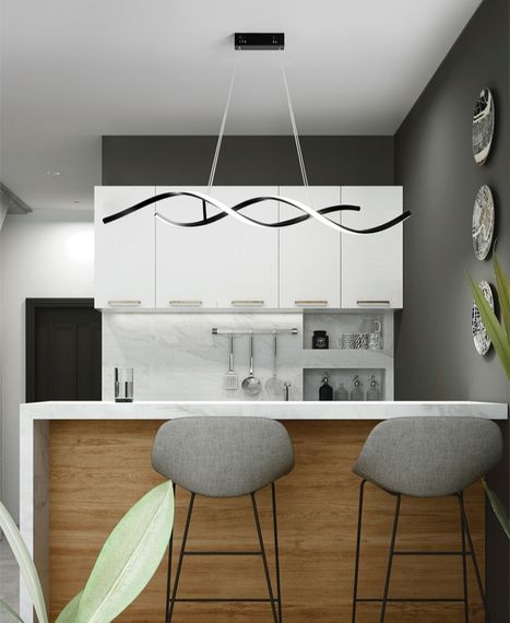 Люстра світлодіодна підвісна LED світильник для квартири на стелю лед 26968 Чорний 25-100х14х103 см. | Зображення 4