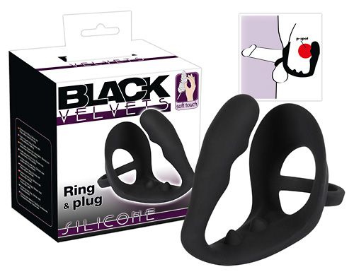 Анальна пробка з ерекційним кільцем - Black Velvets Ring & Plug