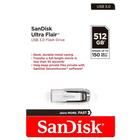 USB флеш накопичувач SanDisk 512GB Ultra Flair Silver-Black USB 3.0 (SDCZ73-512G-G46) | Зображення 4