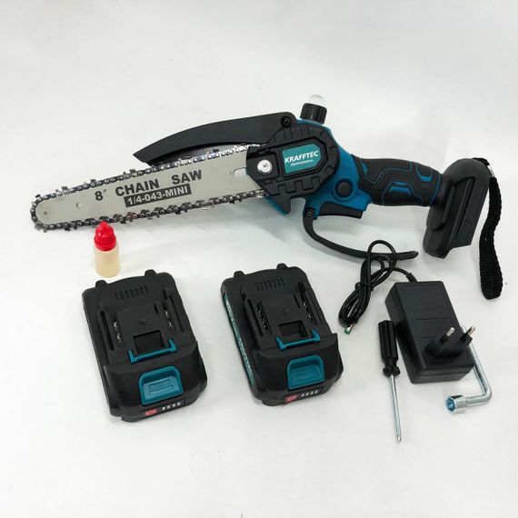 Аккумуляторная цепная мини пила 20 см в кейсе Krafftec (36V 4 Ач) + 2 аккумулятор и индикатором заряда | Зображення 9