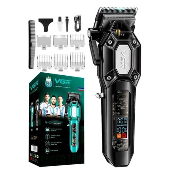 Машинка для стрижки (clipper) VGR V-600, 6 насадок, LED display, Black | Зображення 1