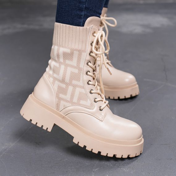 Ботинки женские Fashion Horseshoe 3367 39 размер 25 см Бежевый | Зображення 6