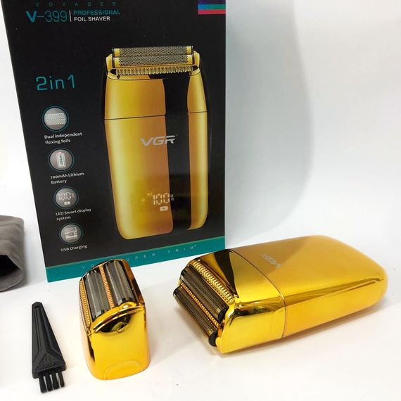 Професійний шейвер VGR V-399 GOLD, бездротова електробритва, бритва триммер для бороди | Зображення 1