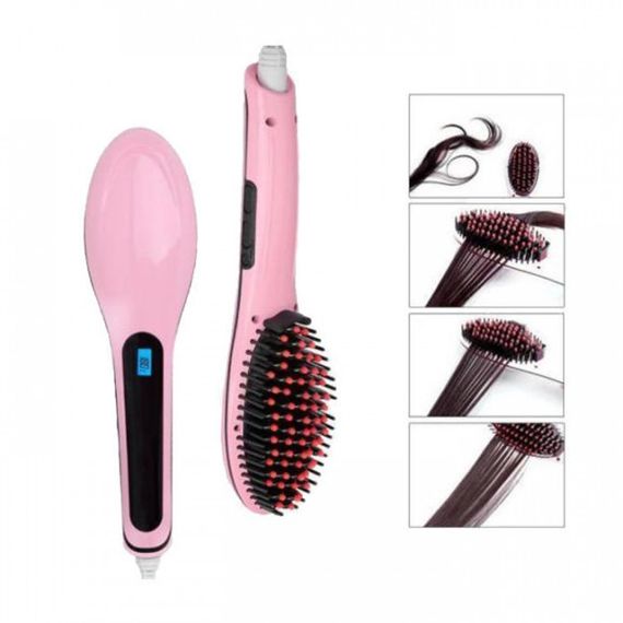Електрична щітка-випрямляч Fast Hair Straightener HQT-906 Фен-щітка для випрямлення та укладки волосся з LED дисплеєм та | Зображення 3