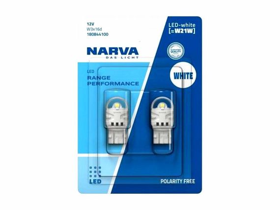Комплект світлодіодних ламп Narva 18084B2 W21W LED Range Performance 12V W3X16d WHITE 6000K (2 шт) | Зображення 1
