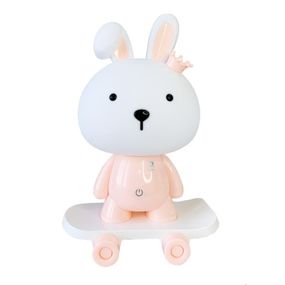 Нічник дитячий «Зайчик на скейті» MGZ-1407(Pink) живлення від USB