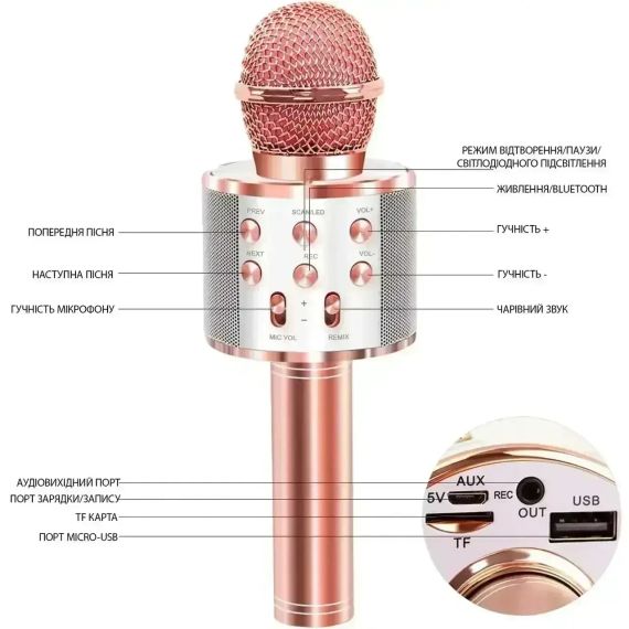 ОЧЕНКА! Бездротовий караоке-мікрофон Wster WS-858 Bluetooth (Плохе паковання 3507) | Зображення 5