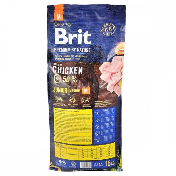 Корм сухий Brit Premium Dog Junior M для цуценят та молодих собак середніх порід від 1 до 12 місяців вагою 10-25 кг з куркою | Зображення 2