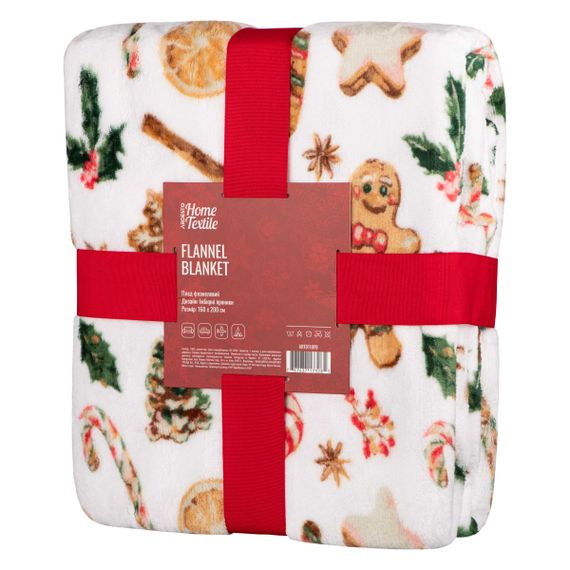 Плед Ardesto Flannel Имбирные пряники ART0118PB 160х200 см белый | Зображення 5