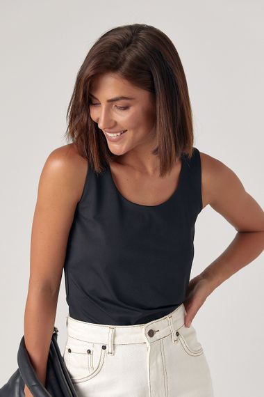 Эластичная женская майка - черный цвет, L (есть размеры) | Зображення 4