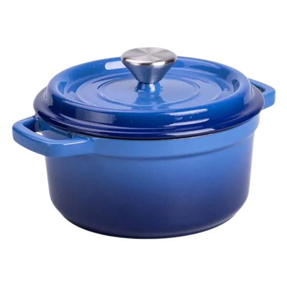 Каструля чавунна емальована 2 л з кришкою Ø20 см Синя HP-1-2BL | Зображення 1