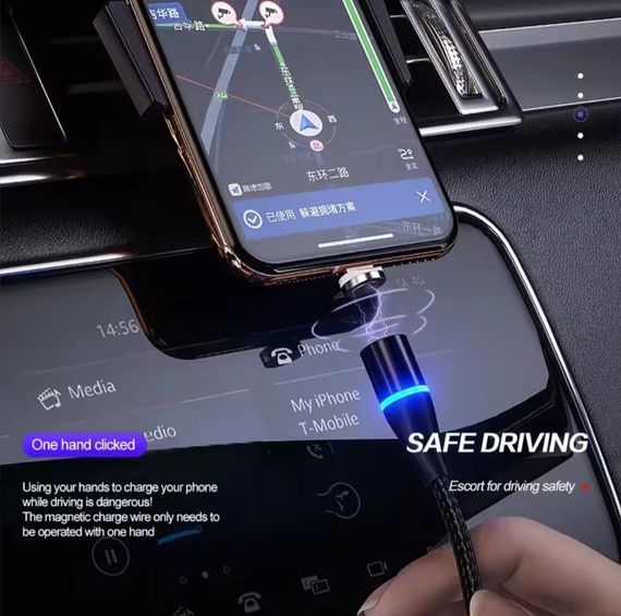 7-пиновый магнитный кабель 2 метра, многофункциональный 5А, 2 в 1, быстрая зарядка | Зображення 5