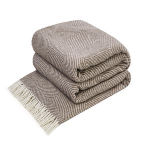 Плед вовняний мериносовий Love You Ромб коричневий 140x200 см м’який теплий для дому та спальні (4235)