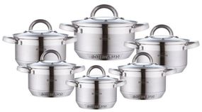 Набор кастрюль Bohmann BH-0717, 12 предметов нержавеющая сталь, для индукции