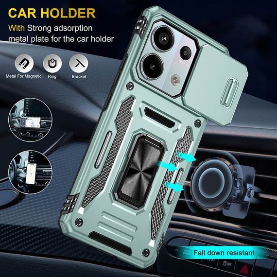 Ударостійкий чохол Camshield Army Ring для Xiaomi Poco X6 Pro Зелений / Light Green | Зображення 2