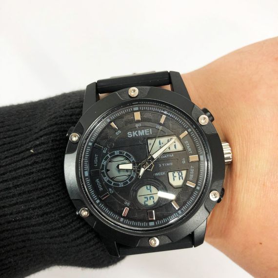 Годинник наручний чоловічий SKMEI 1757BKWT BLACK-WHITE, армійський годинник протиударний. Колір: чорний | Зображення 6