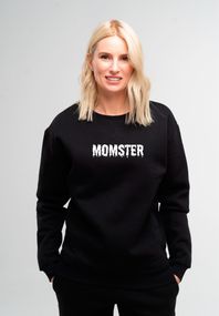 Світшот жіночий утеплений чорний з принтом "Momster", S