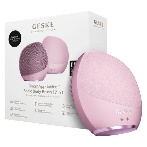 Ультразвукова щітка для тіла та інтенсивний пілінг GESKE Sonic Body Brush&Intensive Exfoliator 7в1 starlight, Рожевий