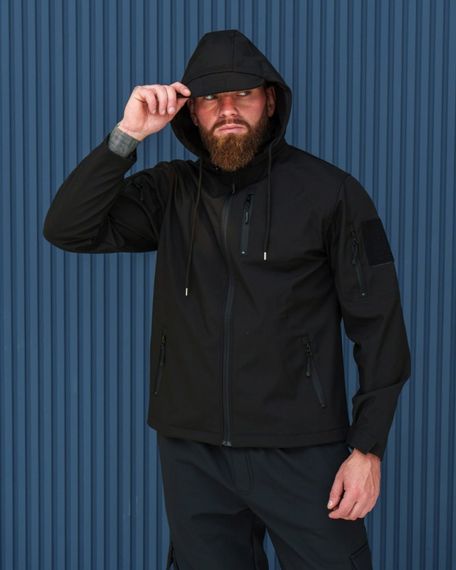 Куртка Softshell преміум з мікрофлісом чорна | Зображення 4