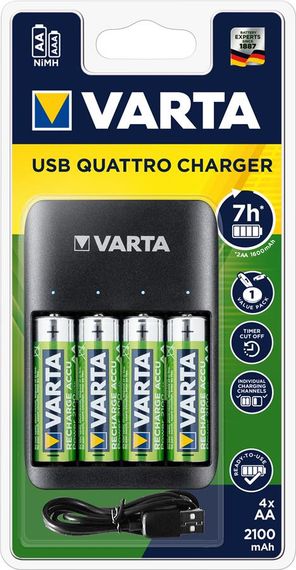 Зарядное устройство  Varta Value USB Quattro Charger  + 4 AA 2100 mAh (57652101451)