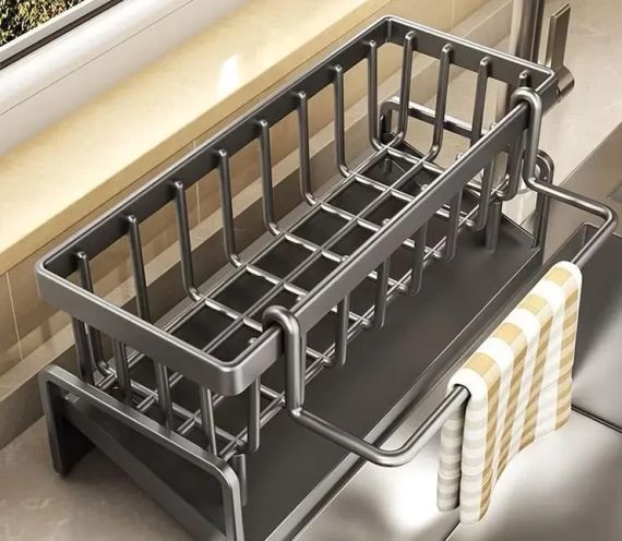 Органайзер для кухонної раковини, міцна полиця для раковини, багатофункціональний полиця для зберігання губок та кухонного | Зображення 1